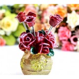 Creative Kitchen Goods Rose Resin & Stainless Steel Fruit Fork