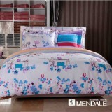 MENDALE 4PCs Comfortable Flora Pattern Warm Keeping Cotton Beddings