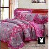 PLAYBOY 4 piece pink flower bedding set