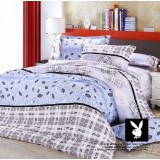 PLAYBOY 4 piece blue plain color bedding set