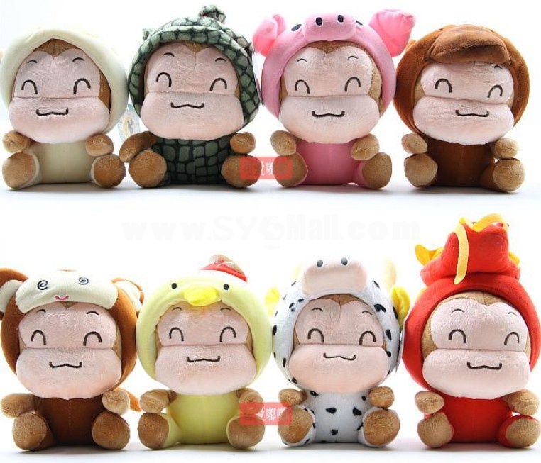 Twelve Chinese Zodiac Cartoon Monkey Plush 12 Pcs