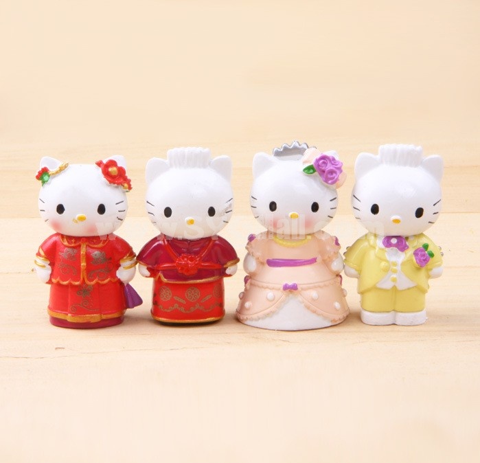 4pcs/Lot Chinese/ Western Wedding Cats PVC Garage Kits Model Toys