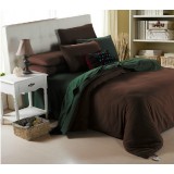 LLANCL Pure Color 4 Pieces Duvet Cover Set Bedding Set -- Brown/Green