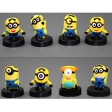 Minions Despicable Me Figures Toys with Black Standing Board 8pcs/Lot 1.2-2.0inch