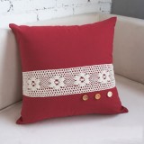 Home/Car Decoration Pillow Cushion Inner Included -- Lace & Wooden Button